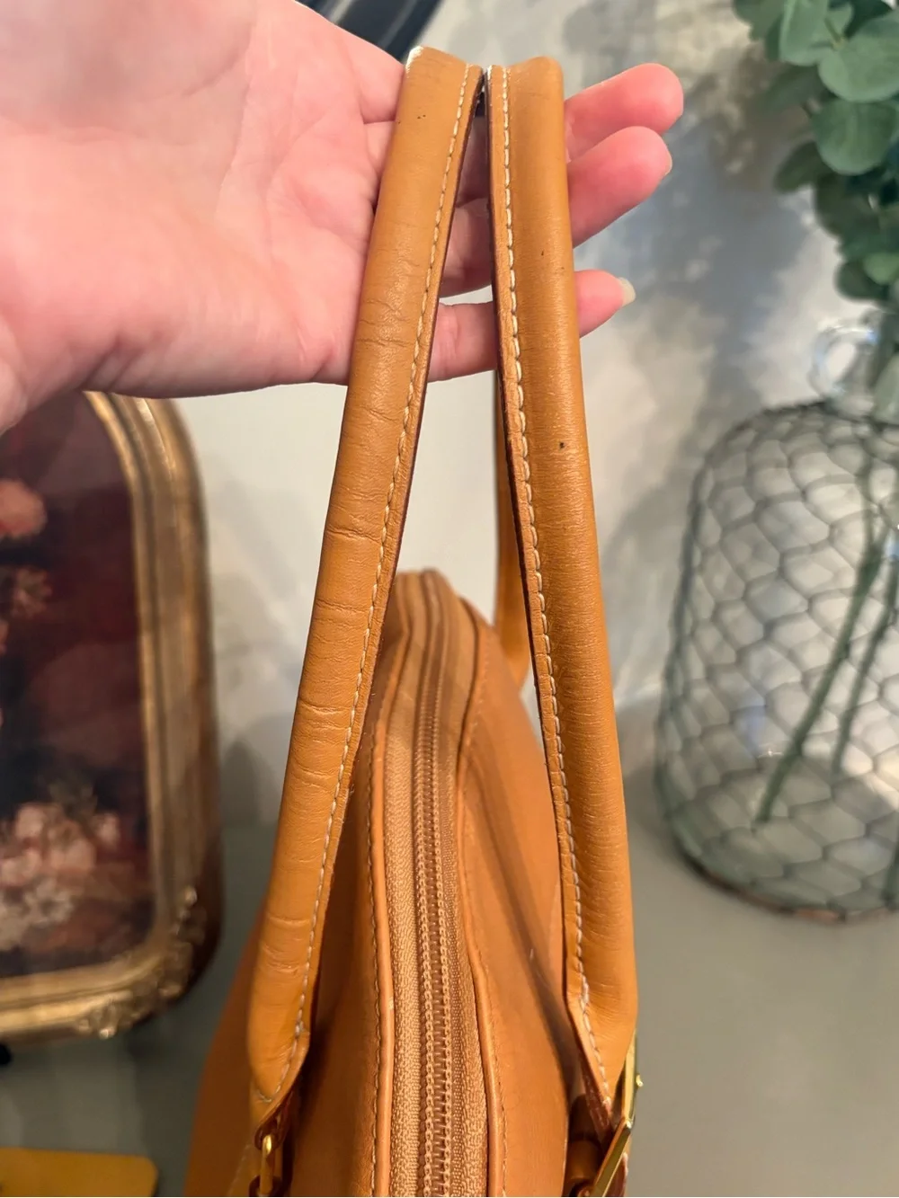 Vintage Burberrys Tan Leather Dome Satchel